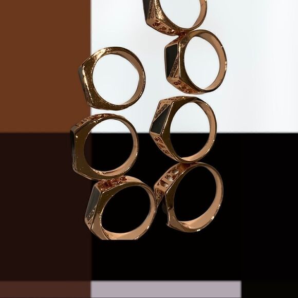 18KT Rose Gold Dipped Men's Onyx Wedding Ring Sizes 6,7,8,9,10,11 - Picture 2 of 2